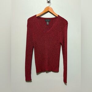 Sigrid Olsen LIKE NEW! Women's Wine/Red Pullover V-Neck Sweater w/Stretch!